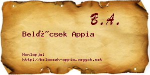 Belácsek Appia névjegykártya